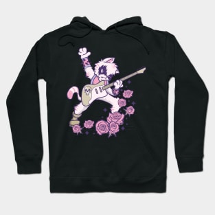 Pastel Goth Kawaii Heavy Metal Cat Guitarist Guitar Playing Hoodie